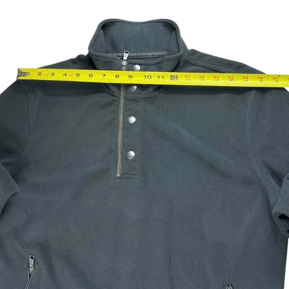 Banana Republic Men’s Quarter Zip Snap Pullover Black Fleece Top Size Large
